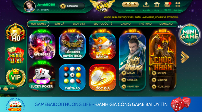 sản phẩm cá cược king fun